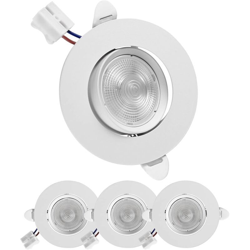 Spot encastré à led, spot encastré réglable boîtier blanc super plat 5W ouverture 7-8 diamètre du visage 9cm Spot de plafond 3000K blanc chaud, lot
