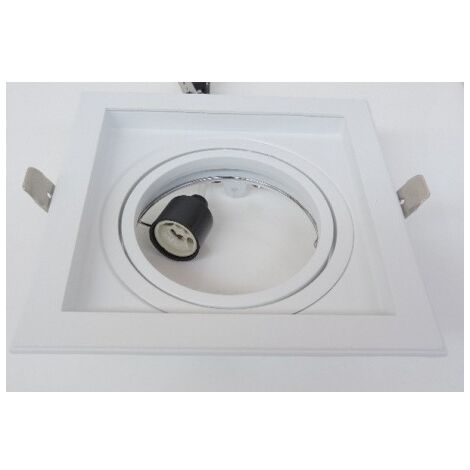 Spot encastré carré blanc 185X185mm pour lampe AR111 G53 12V ou GU10 230V 50W max (non incl) modulable IP20 MODULO SEET 26400
