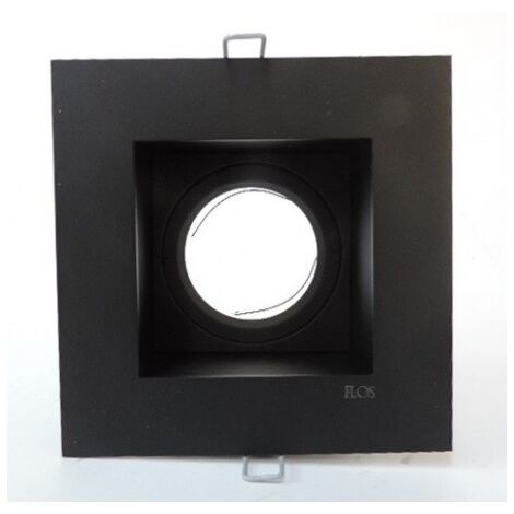 Spot Encastré Fixe Carré 104mm Noir Mat pour Lampe halogène 12V Gx5.3 50W Max FLOS 04.6301.14