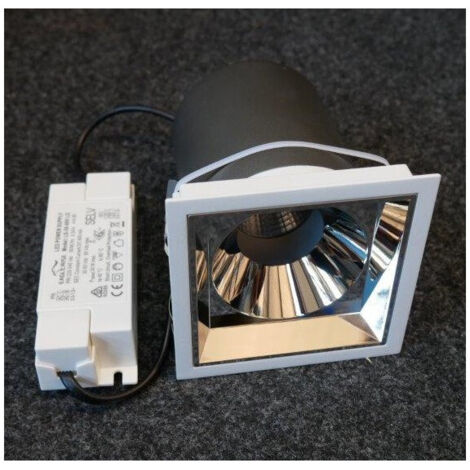 Spot encastré LED 24W blanc fixe carré 106x106x118mm 3000K 1950lm 24° alim 230V DC 600mA déportée IP40 EST-LIGHTS