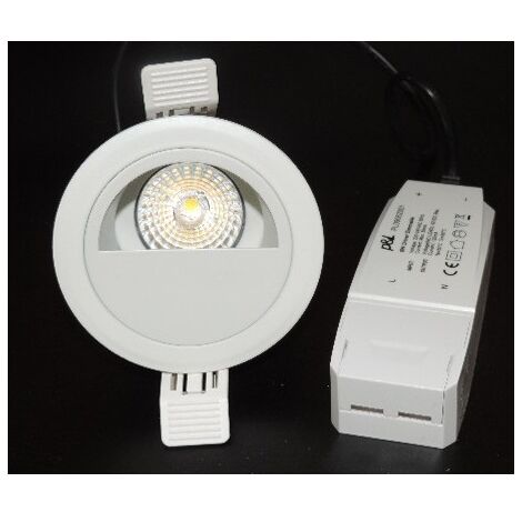 Spot encastré LED 6W Ø 90mm blanc orientable optique asym 4000K 520lm avec driver 230V dimmable 38° IP20 STORM EASY TRAJECTOIRE