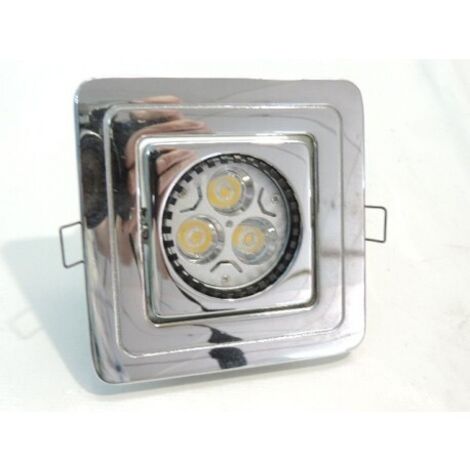 Spot encastré LED 6W carré 105x105mm orientable chrome avec lampe 3000K 450lm GU10 230V interieur IP20 SUPERTOP KEN TRAJECTOIRE