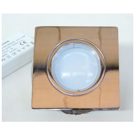 Spot encastré LED 6W fixe carré 95x95mm doré avec lampe 3000K GU5.3 12V et driver 230V 1A TOPLITE ARTEMIDE M041280LED