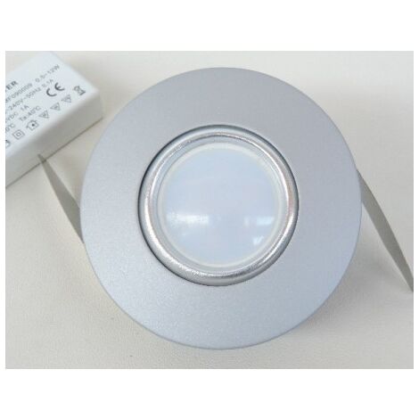 Spot encastré LED 6W gris Ø 110mm fixe Basse Luminance avec lampe 3000K GU5.3 12V et driver 230V EASY TRAJECTOIRE 115620LED