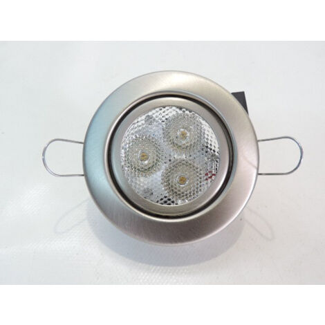 Spot encastré LED Ø 80mm nickel mat orientable 3.3W blanc chaud 3000K 12V (sans alim) angle 45° 350lm BRUMBERG R3005WW4