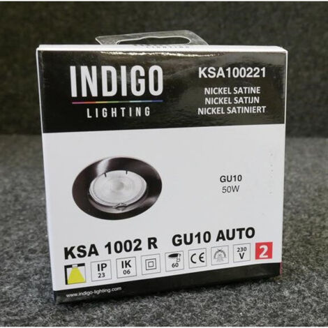 Spot encastré LED rond nickel satiné fixe Ø 78mm pour ampoule GU10 50W max (non incl) alim 230V IP23 KSA 1002 R INDIGO