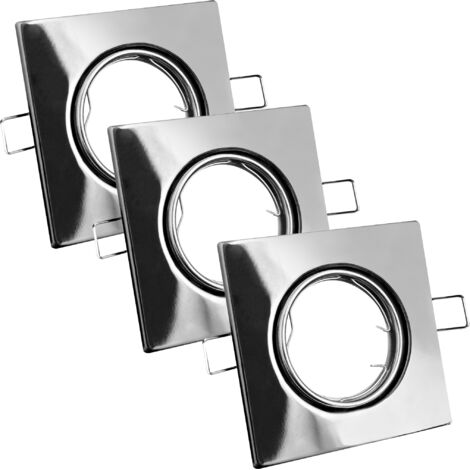 Spot encastré orientable carré chrome x3 Polux MR16