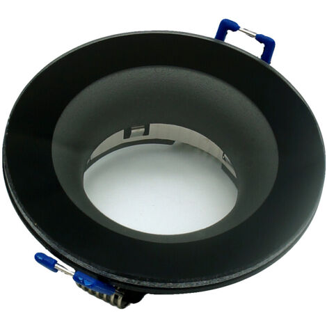 Spot encastré plafond IP44 rond noir mat GU10 IdeaLED