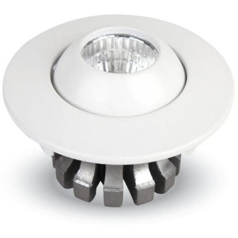 Spot Encastré Rond Blanc Brillant Réglable 3w Avec Ailettes Pour Plaques De Plâtre
