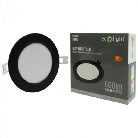 Spot encastré rond noir 12cm LED 6W 4000K IP20 Ecolight