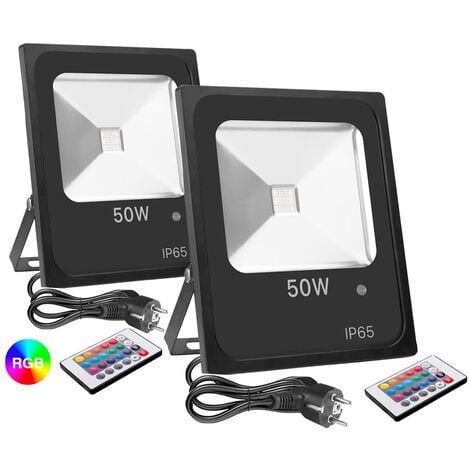 HOUSECURITY SPOT EXTÉRIEUR COLORÉ À LEDS RGB IP65 50 WATTS 2 PIÈCES