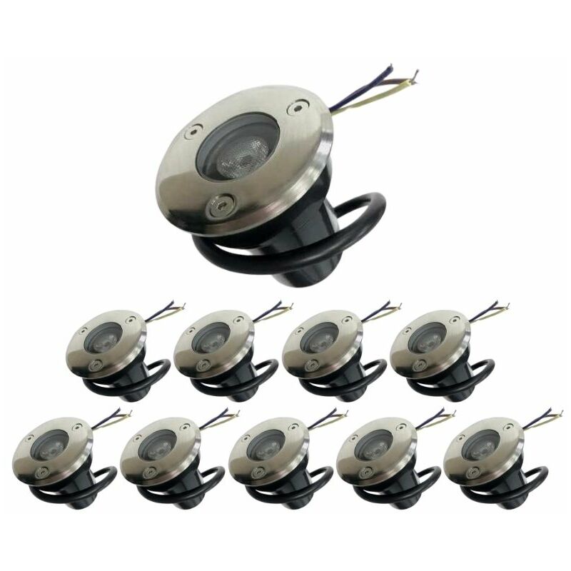 Spot Extérieur Encastrable led IP65 220V Sol 3W 45° - Pack de 10 / Blanc Neutre Silumen