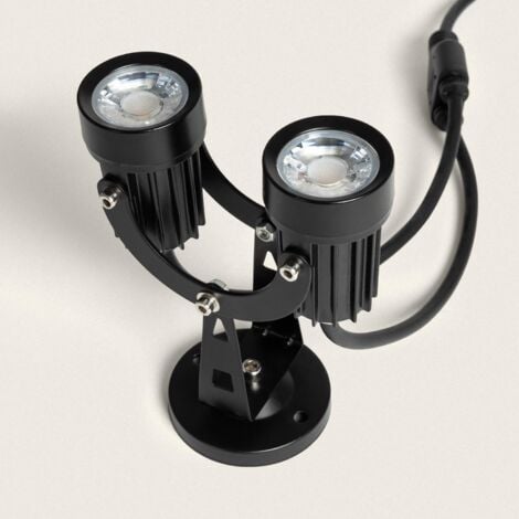 LEDKIA Spot Extérieur LED Double 6W en Saillie Aluminium 14cm Hevlot 3000K Noir