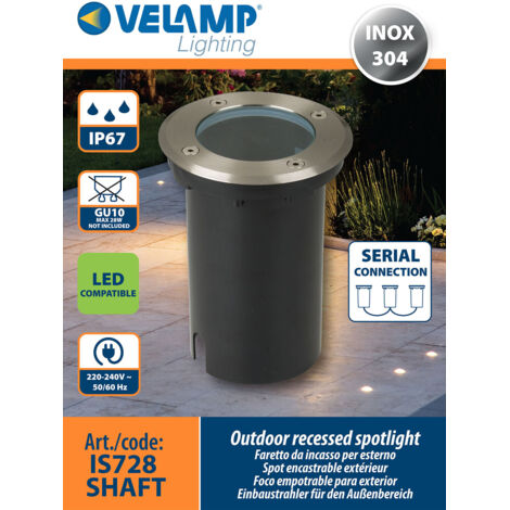Spot faretto da incasso a terra per esterno ip67 attacco gu10 velamp