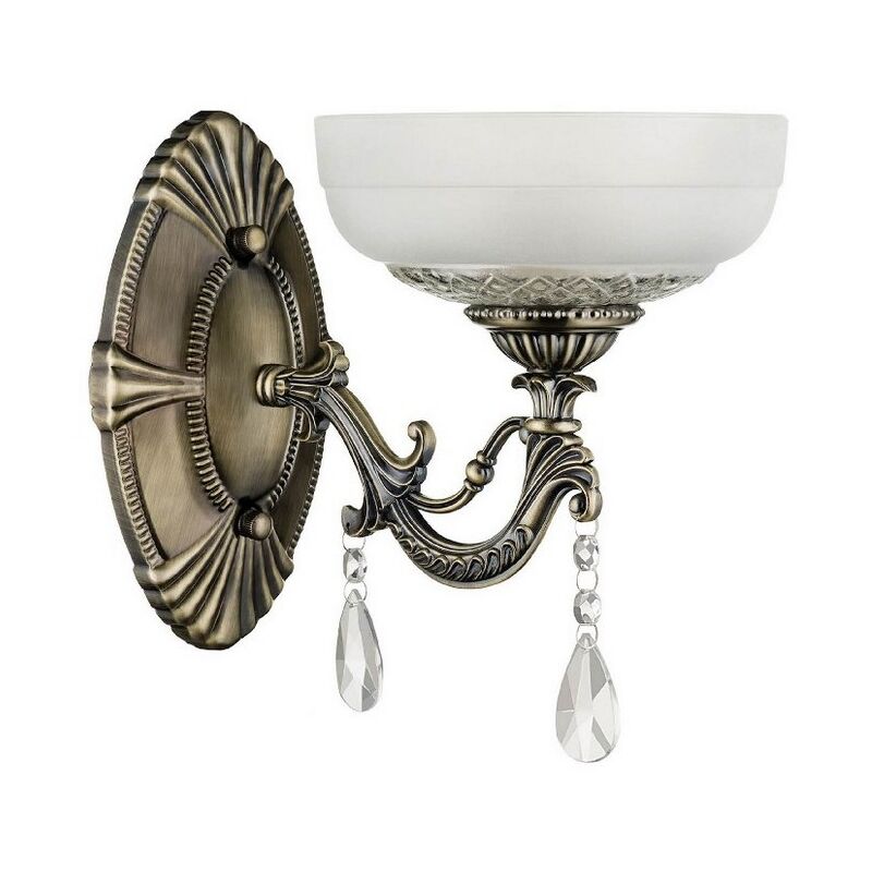 Applique Graciela, Métal, Verre, Laiton, Blanc, 29x17,5x22 cm