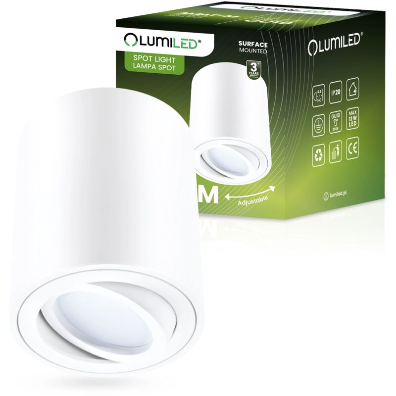 Spot halogène en saillie à tube mobile AMAT-M GU10 rond blanc 84 mm