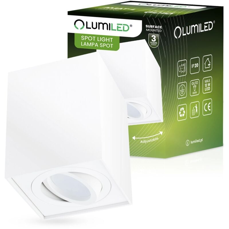 Spot halogène en saillie mobile AMAT-L GU10 carré blanc