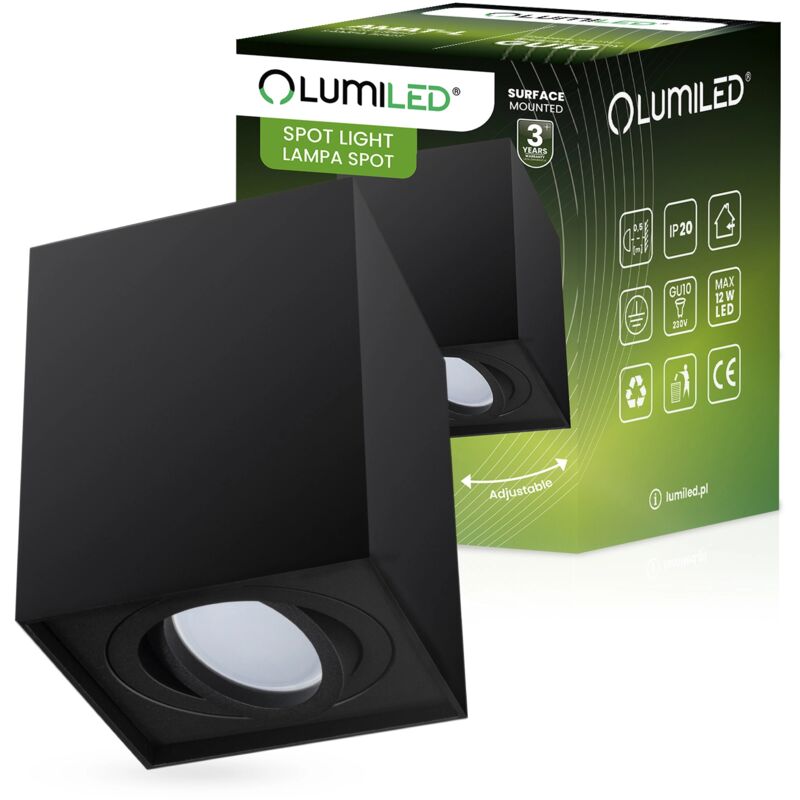 Spot halogène en saillie mobile AMAT-L GU10 carré noir