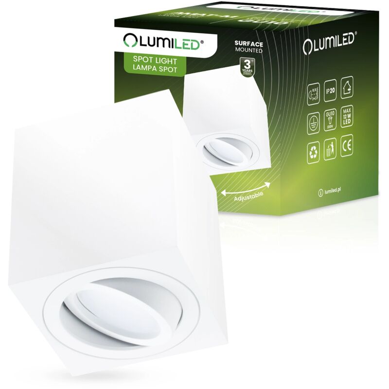 Spot halogène en saillie mobile AMAT-M GU10 carré blanc