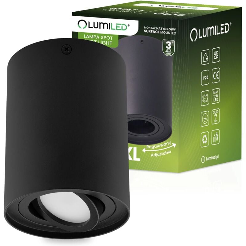 Spot halogène en saillie mobile AMAT-XL GU10 rond noir