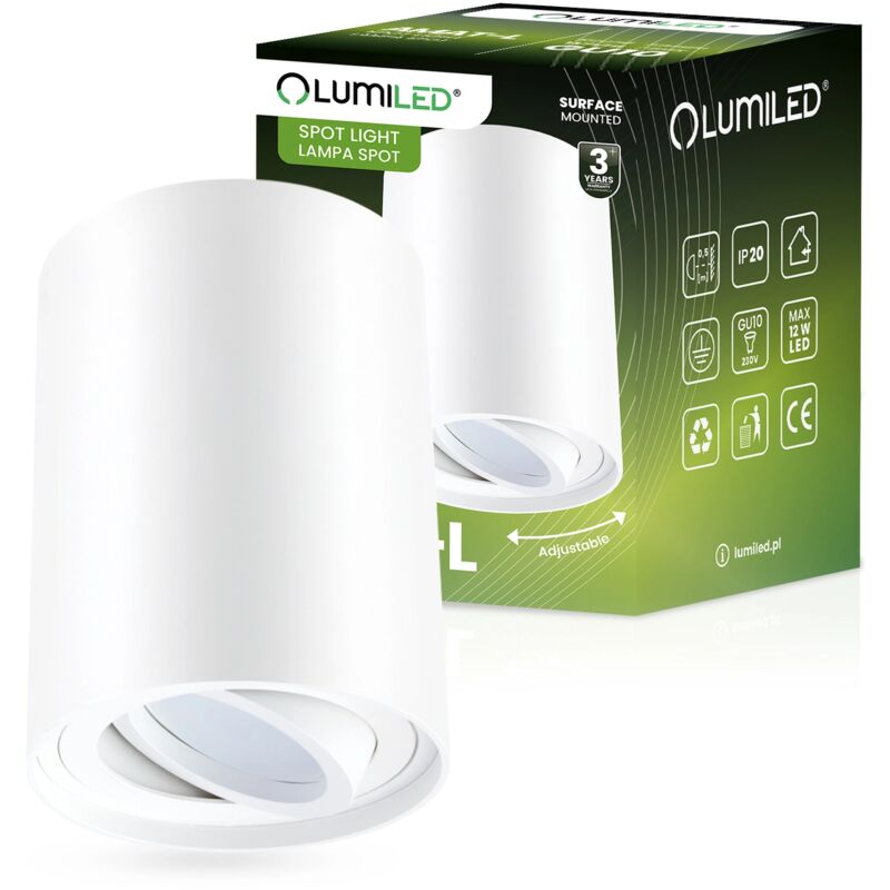 Spot halogène en saillie tube mobile AMAT-L GU10 rond blanc 115 mm