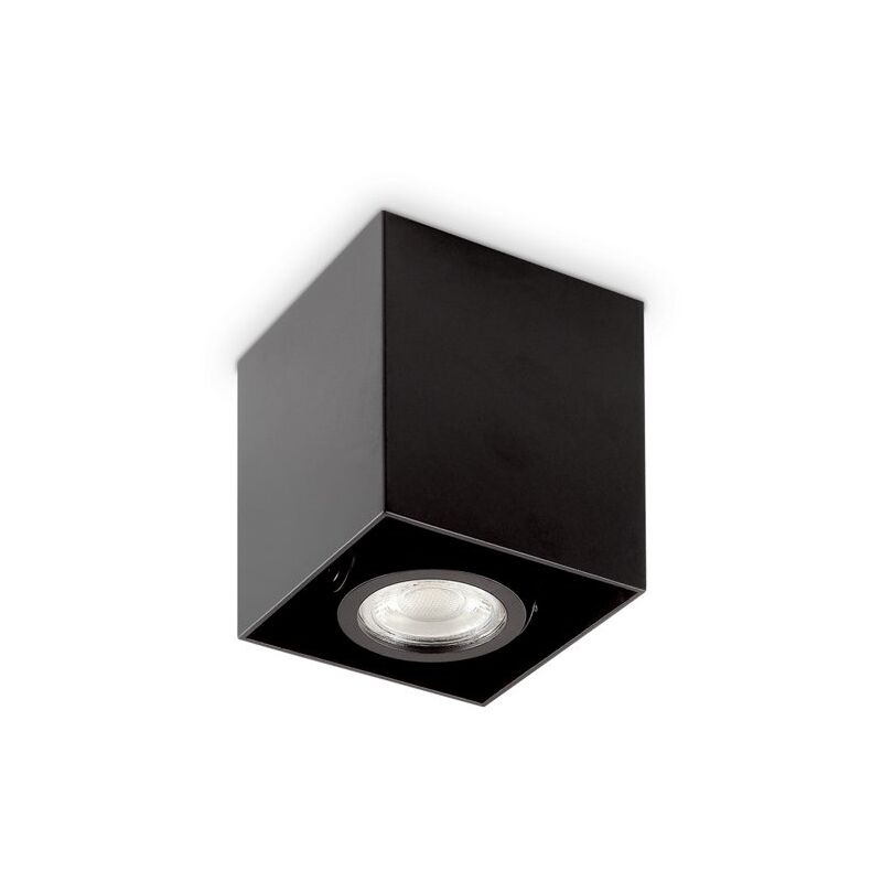 Plafoniera Moderna Mood Square Alluminio Nero 1 Luce Gu10 7W 3000K D9Cm