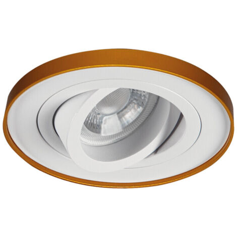 Spot Incastrabile TINY BORD - Bianco/Oro - Alluminio - Ø98mm - Regolabile a 30°
