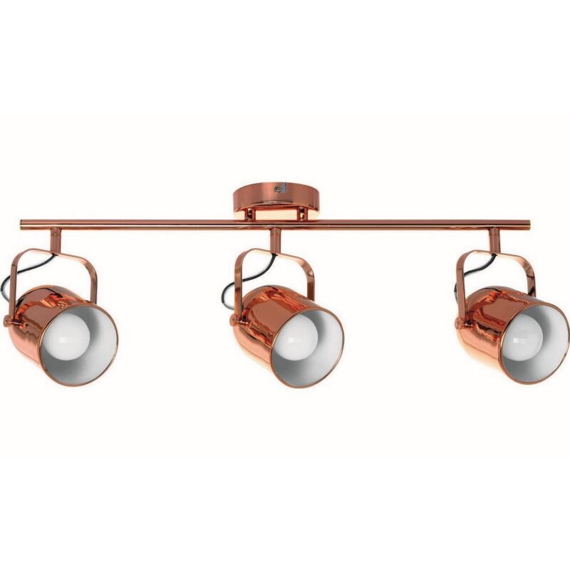 Plafonnier Inga, Métal, Cuivre, Blanc, 12x64x23 cm