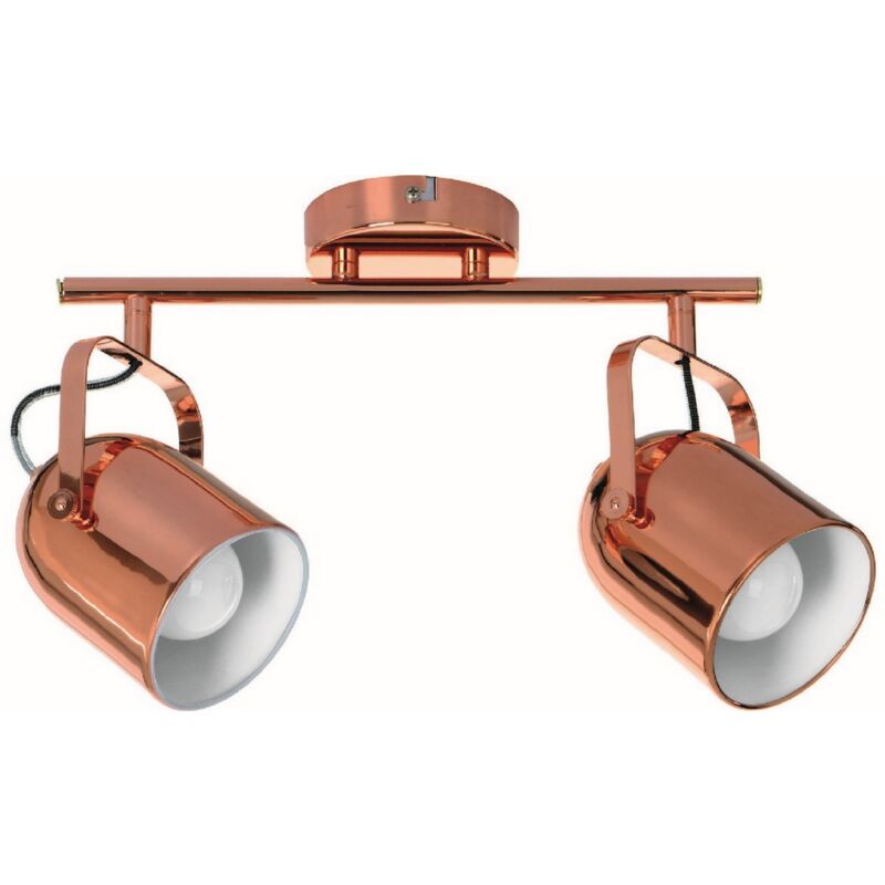 Plafonnier Inga, Métal, Cuivre, Blanc, 38,5x13,5x21 cm