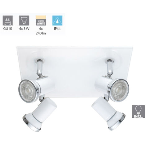 Spot Intérieur quadruple Tamara - Blanc|Argent