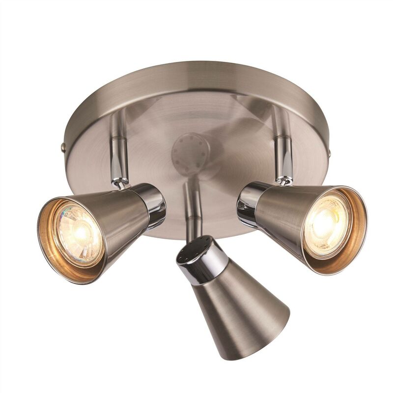 Endon Lighting - Endon Kai - LED 3 Light Spotlight Satin Nickel, Chrome Plate, GU10