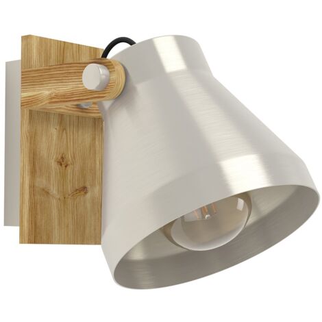 Spot Lamp Cawton Steel, in acciaio in legno colorato, rustico marrone E27 1x40W L: 16 cm H: 19,5 cm Dimmabile