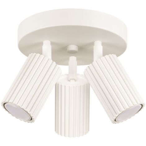 Spot Lampe aluminium GU10 orientable 19,5 cm de large Crème 3 flammes rondes Moderne