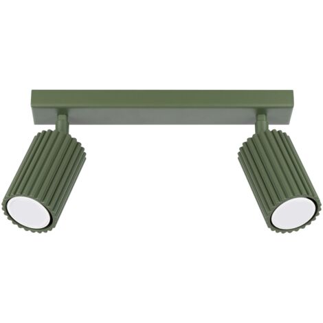 Spot Lampe Aluminium GU10 verstellbar Olivgrün 2-flammig länglich Modern