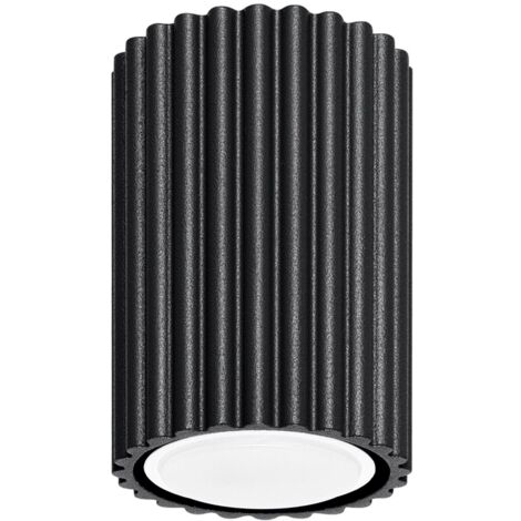 Spot Lampe Decke Aluminium GU10 D: 6,5 cm rund Aufputz Schwarz Modern Deckenspot