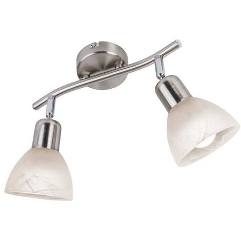 Spot LED 2 ailes. Daytona nickel, verre alab.blanc avec 2xE14.3W, LED L: 20cm, verre 10cm FAUX