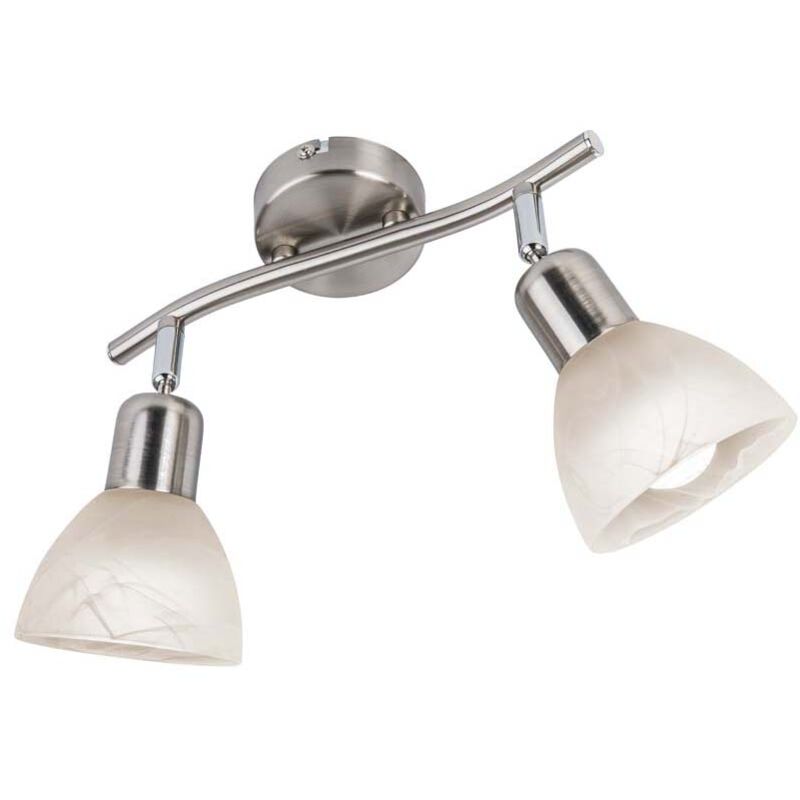 Spot led 2 ailes. Daytona nickel, verre alab.blanc avec 2xE14.3W, led l: 20cm, verre 10cm faux