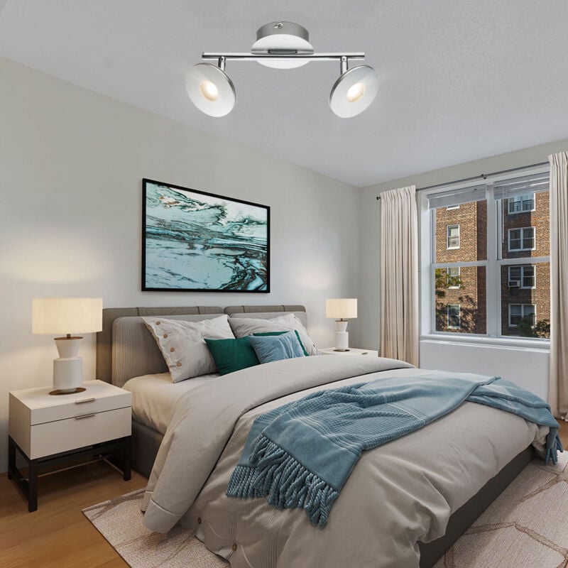 Plafonnier led spot bar alu opale spot orientable h 14,2 cm salon salle à manger