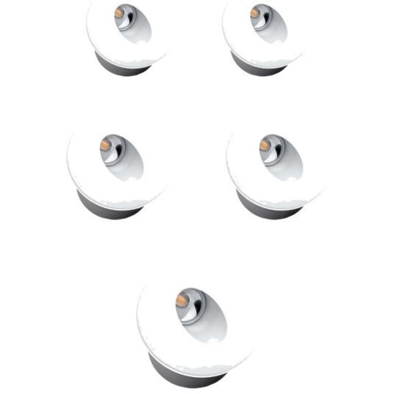 Spot LED 3W Encastrable pour Escalier Rond Blanc AC 220-240V Blanc Neutre 4200K Lot de 5