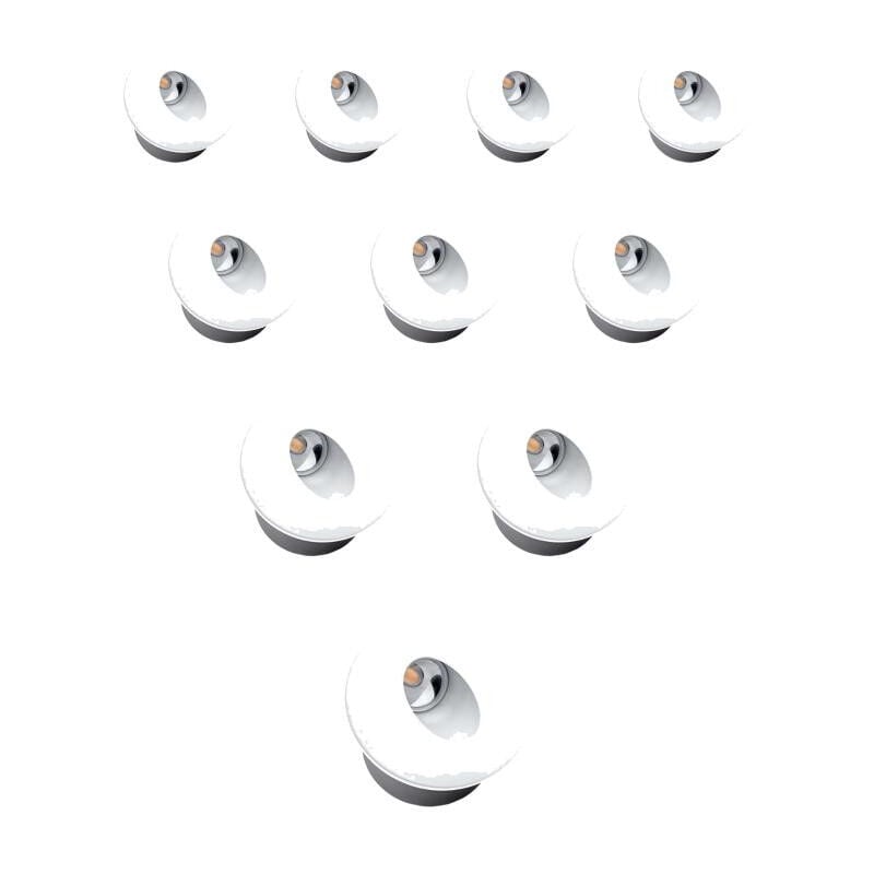 Spot led 3W Encastrable pour Escalier Rond Blanc ac 220-240V Blanc Neutre 4200K Lot de 10