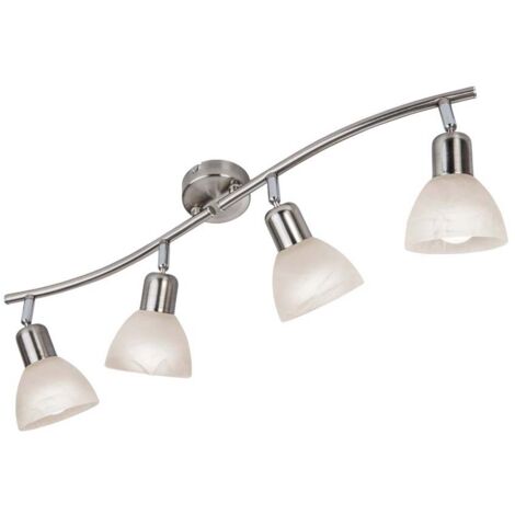 Spot LED 4 ailes. Daytona nickel, verre alab.blanc avec 4xE14.3W, LED L: 70cm, verre 10cm FAUX