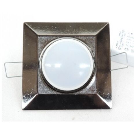 Spot LED 6W carre encastré argent 90x90mm avec lampe 3000K GU5.3 12V et driver 230V SECOM 330LED