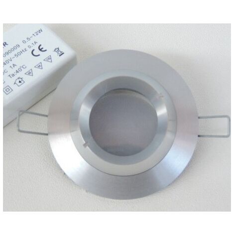 Spot LED 6W encastré Ø 80mm aluminium fixe avec lampe 3000K GU5.3 12V et driver 230V BRUMBERG 2178.25