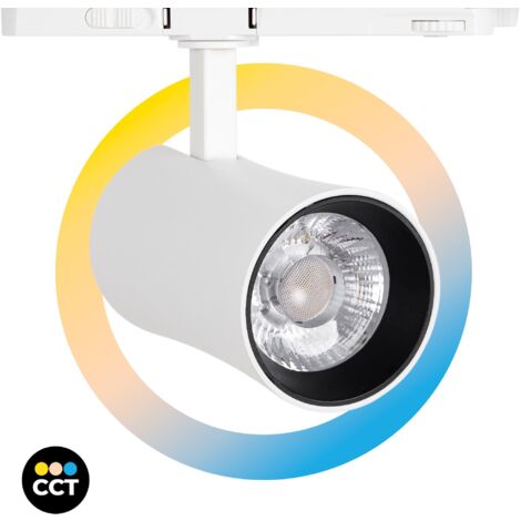 Spot LED architectural pour rail triphasé - CCT - 20W - CRI 90 - - Blanc
