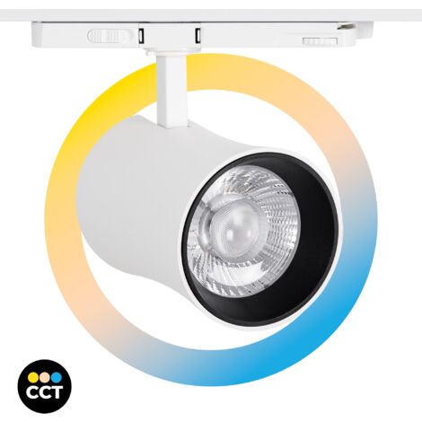 Spot LED architectural pour rail triphasé - CCT - 40W - CRI 90 - - Blanc