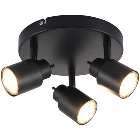 Spot LED Brilliant Andres 3-flammes noir mat, métal, 3x QPAR51, GU10, 10 W, lampes à réflecteur LED incluses (flux lumineux : 345lm, couleur de la lumière : 3000K)