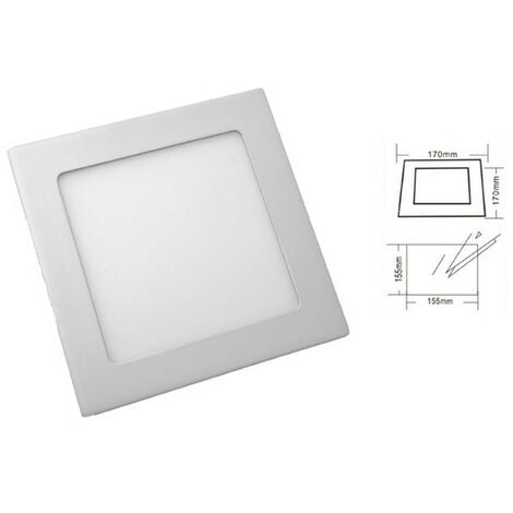 Spot Led Carré Encastrable Extra Plat 12w Blanc Chaud 3000k encastrement 155 x 155 - Digilamp