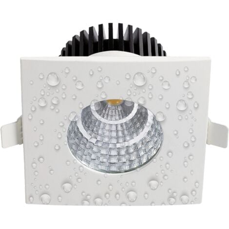 Spot LED downlight carré blanc étanche 6W (Eq. 48W) Dim 90x90mm