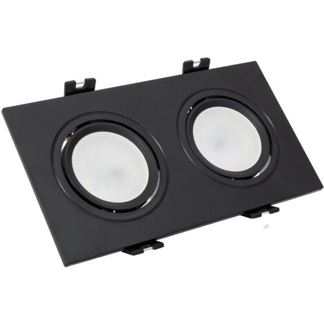 Spot LED Downlight Carré Inclinable GU10 6W Coupe 75x150mm PC No Flicker 3000K Noir Blanc chaud