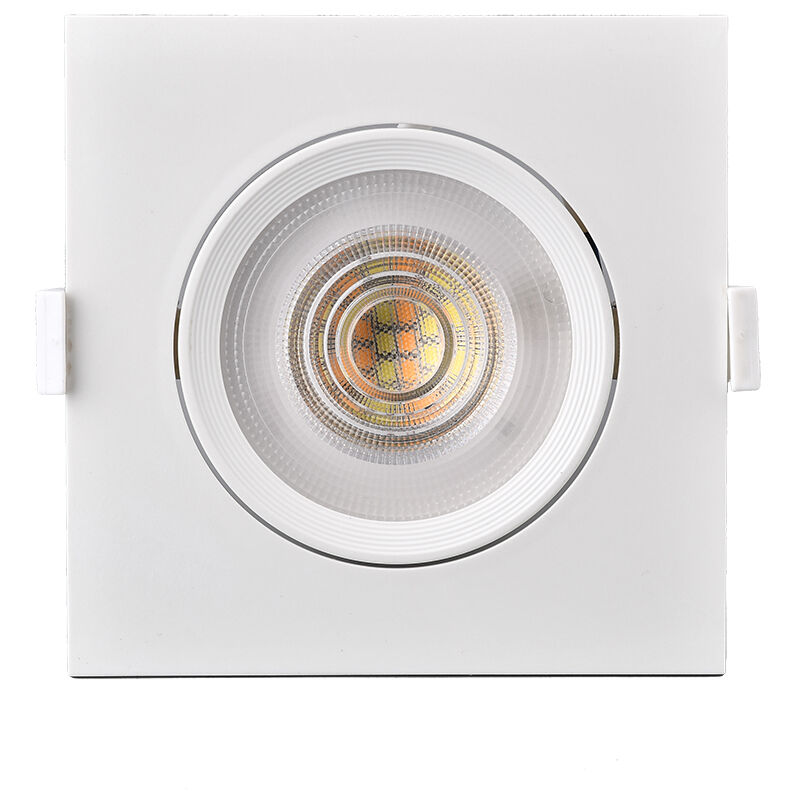 Digilamp - Spot led Downlight cct Carré Orientable 7W Blanc Coupe rond ø 70mm Digilamp - Spot led Downlight cct Carré Orientable 7W Blanc Coupe rond ø 70mm